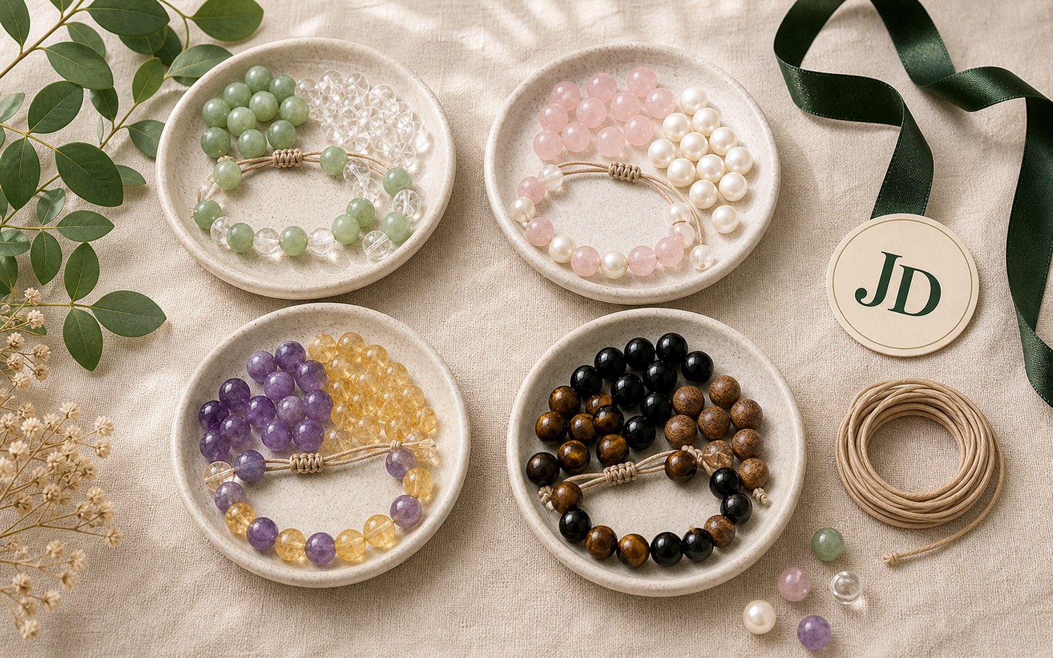 custom natural bead bracelet color and birthstone-inspired materials