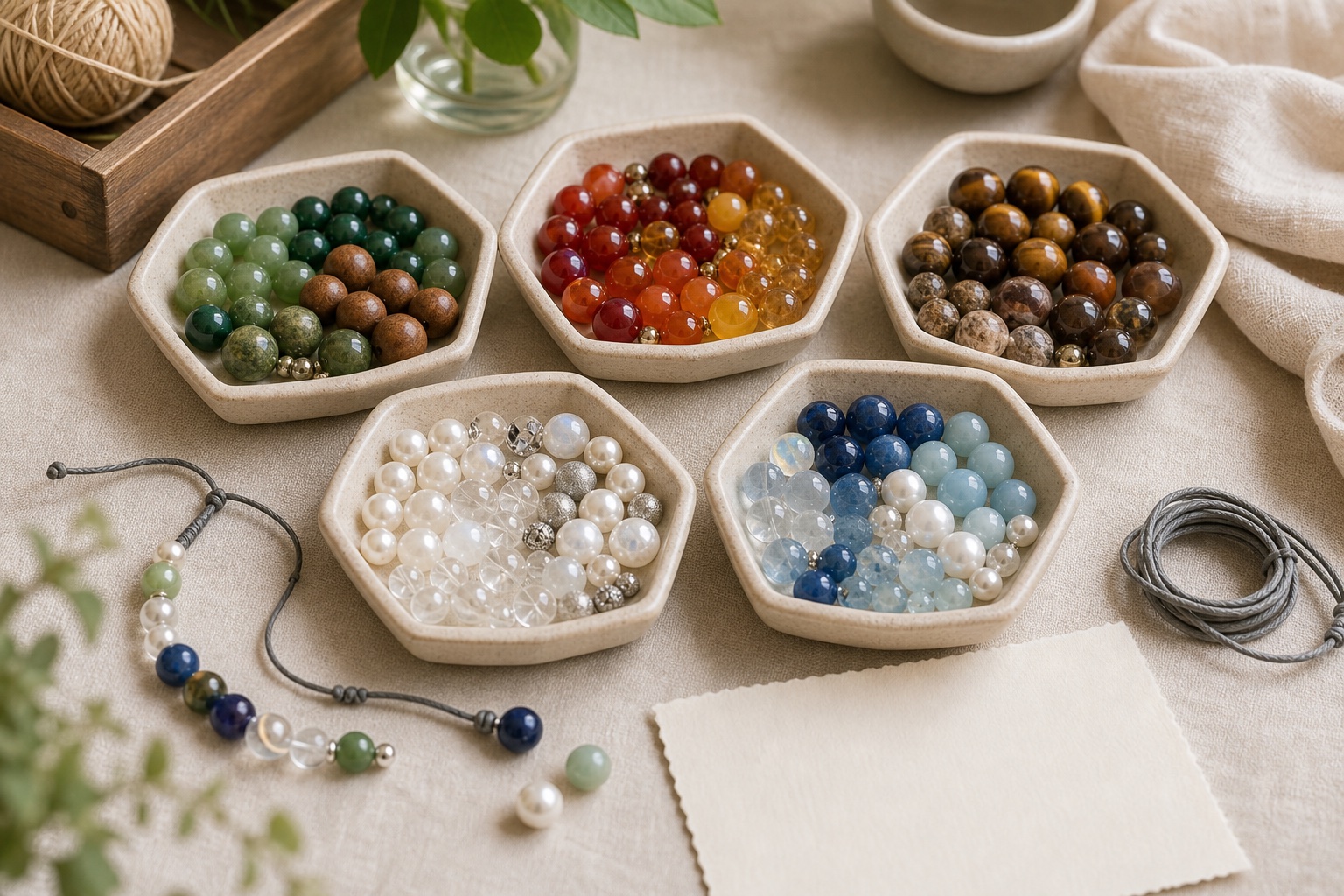 Five element inspired bead trays for custom bracelet styling