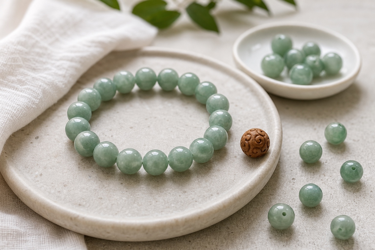Jade-inspired green bead bracelet guide