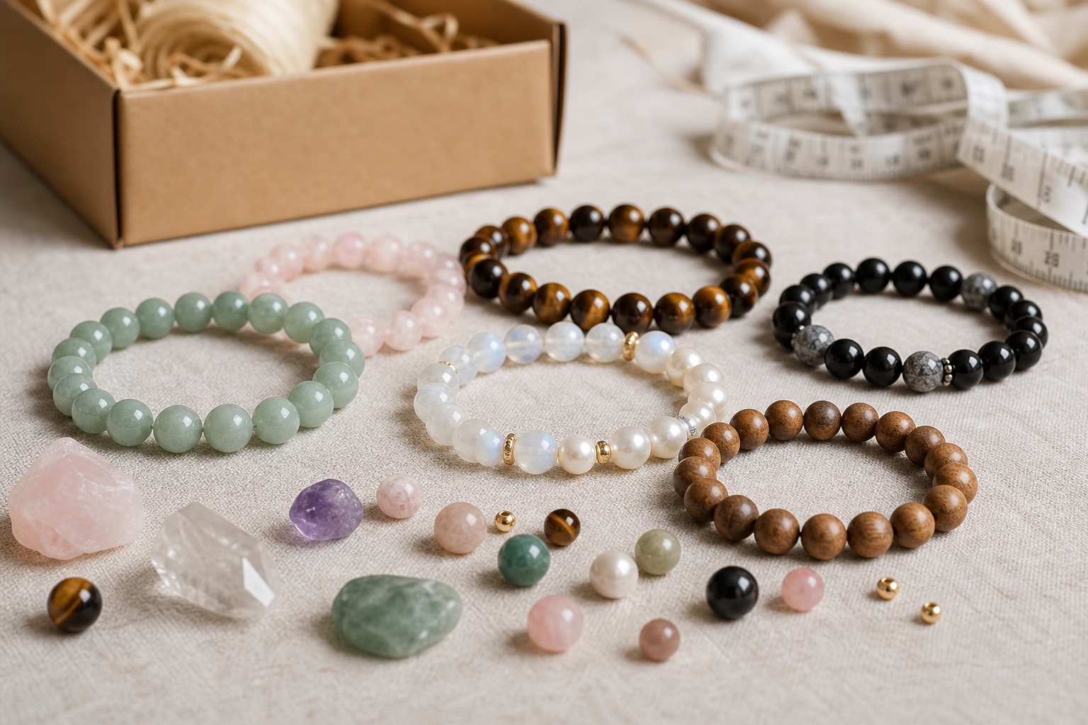 Natural bead material board for JewDIY jewelry guides